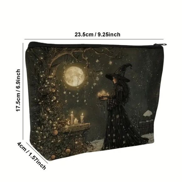 Halloween Gothic Witch and Moon Ceremony Makeup Bag - Double-Sided Printed - Picture 2 of 2
